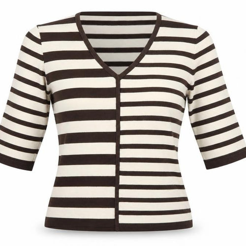 ALEX & Co. Women's Brown Striped V-Neck Knit Jumper Size 12