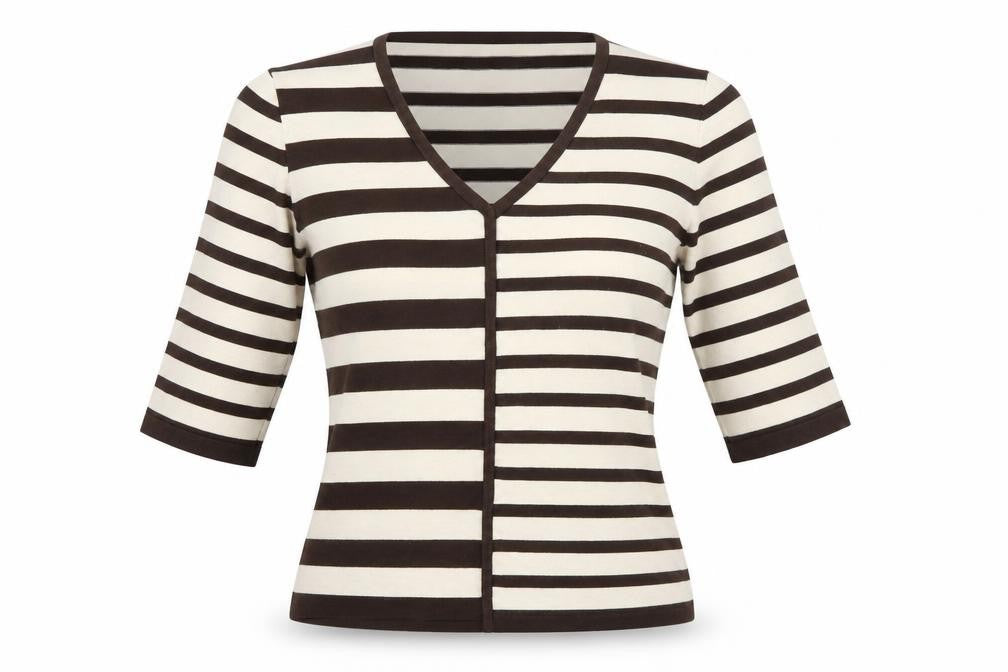 ALEX & Co. Women's Brown Striped V-Neck Knit Jumper Size 12