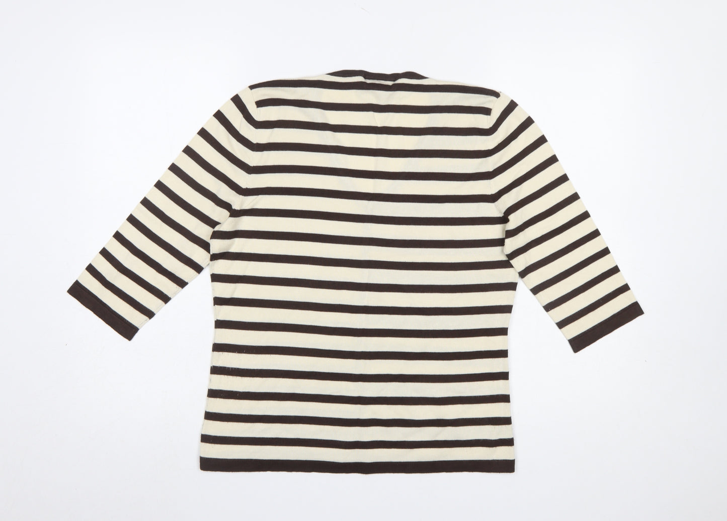 ALEX & Co. Women's Brown Striped V-Neck Knit Jumper Size 12