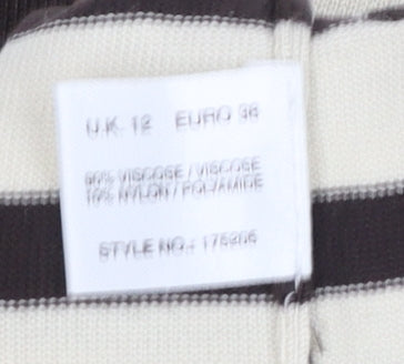 ALEX & Co. Women's Brown Striped V-Neck Knit Jumper Size 12