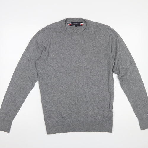 Tommy Hilfiger Men's Grey Cotton Wool Crew Neck Jumper Size S