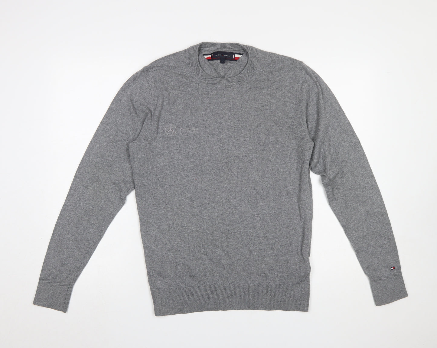 Tommy Hilfiger Men's Grey Cotton Wool Crew Neck Jumper Size S