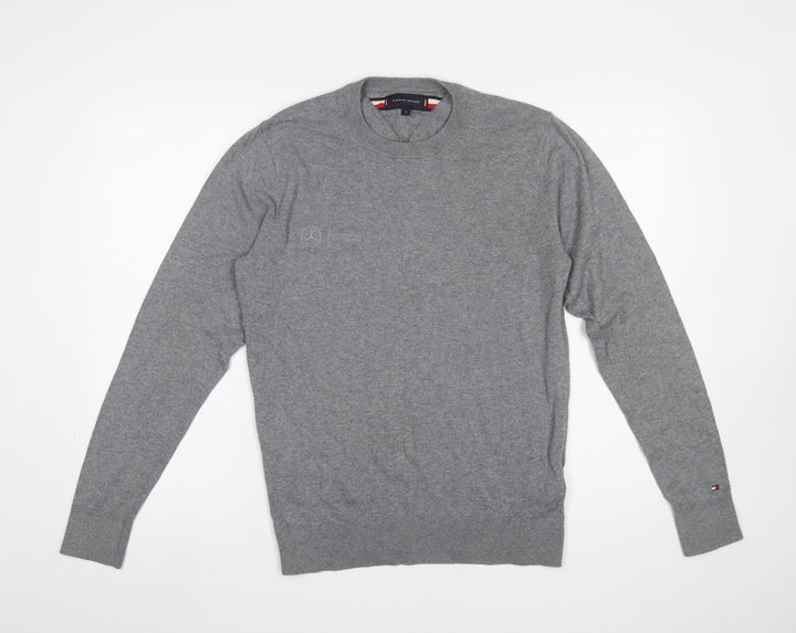 Tommy Hilfiger Men's Grey Cotton Wool Crew Neck Jumper Size S