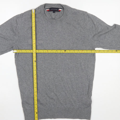 Tommy Hilfiger Men's Grey Cotton Wool Crew Neck Jumper Size S