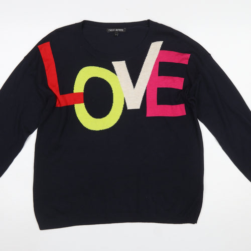 Next Women Petite Navy LOVE Jumper Size 14P Crew Neck Pullover