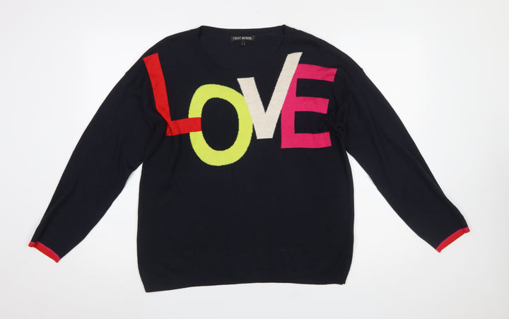 Next Women Petite Navy LOVE Jumper Size 14P Crew Neck Pullover