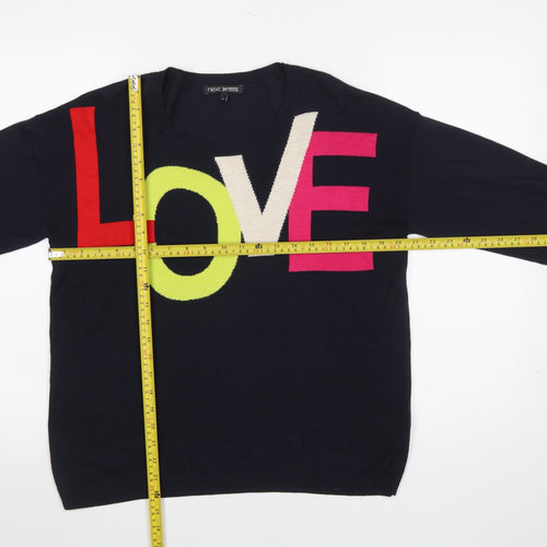 Next Women Petite Navy LOVE Jumper Size 14P Crew Neck Pullover