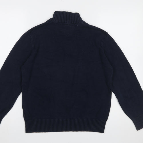 Tommy Hilfiger Boys Navy Argyle 1/2 Zip Cotton Jumper Size 16-18 L