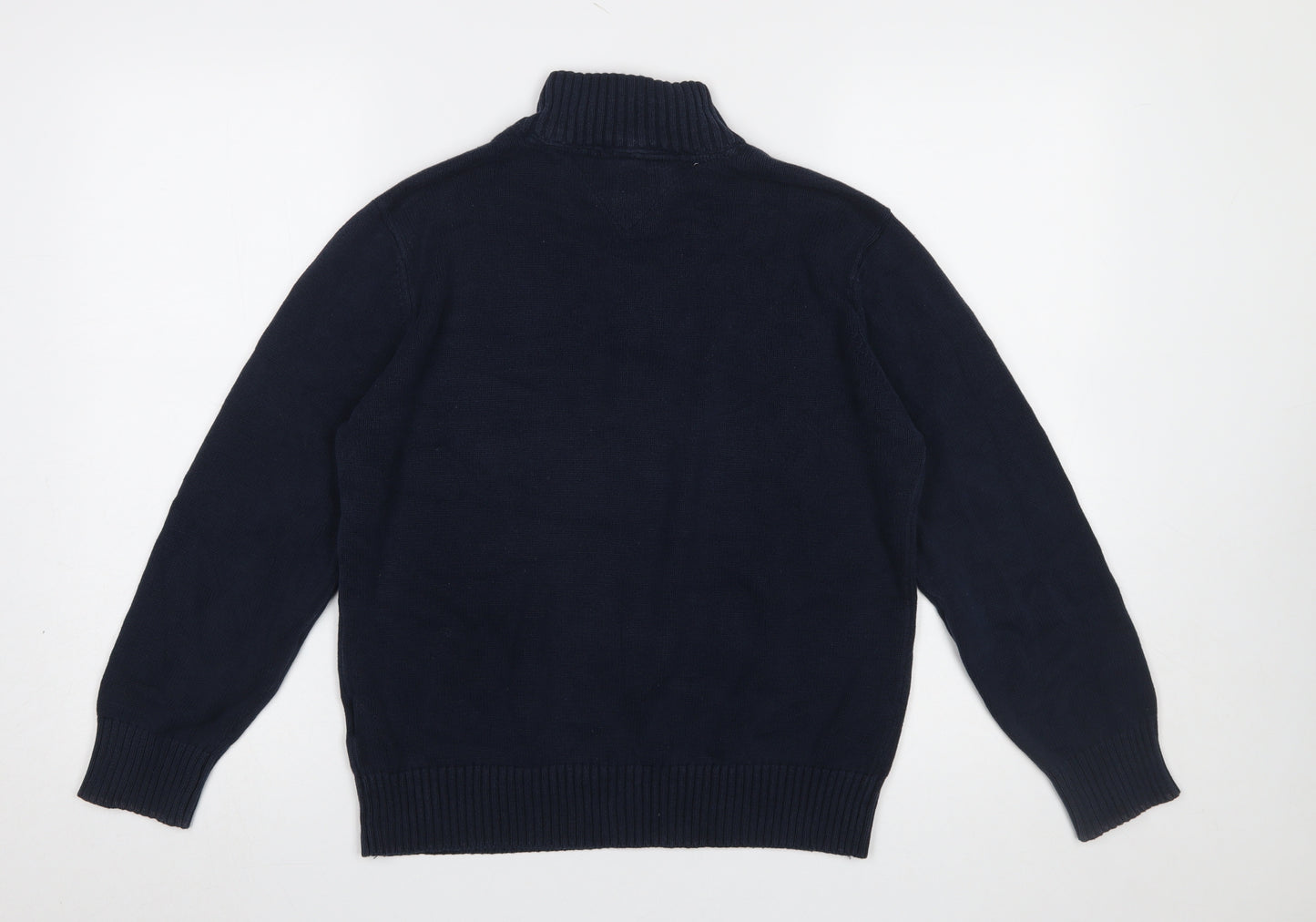 Tommy Hilfiger Boys Navy Argyle 1/2 Zip Cotton Jumper Size 16-18 L