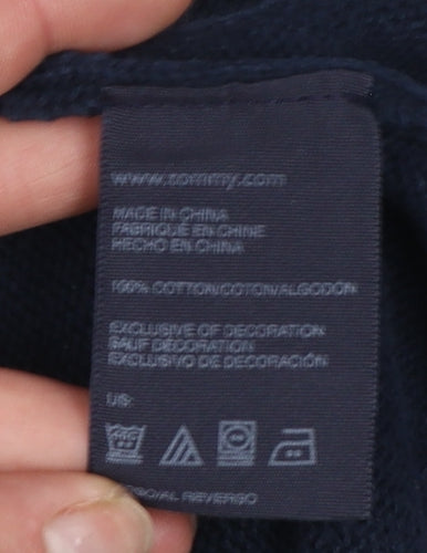 Tommy Hilfiger Boys Navy Argyle 1/2 Zip Cotton Jumper Size 16-18 L
