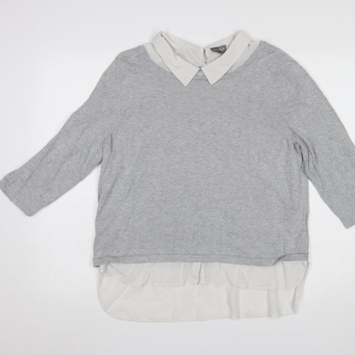 Phase Eight Women’s Grey Collared 3/4 Sleeve Pullover Jumper Size 16