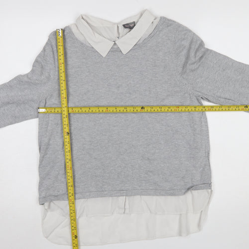 Phase Eight Women’s Grey Collared 3/4 Sleeve Pullover Jumper Size 16