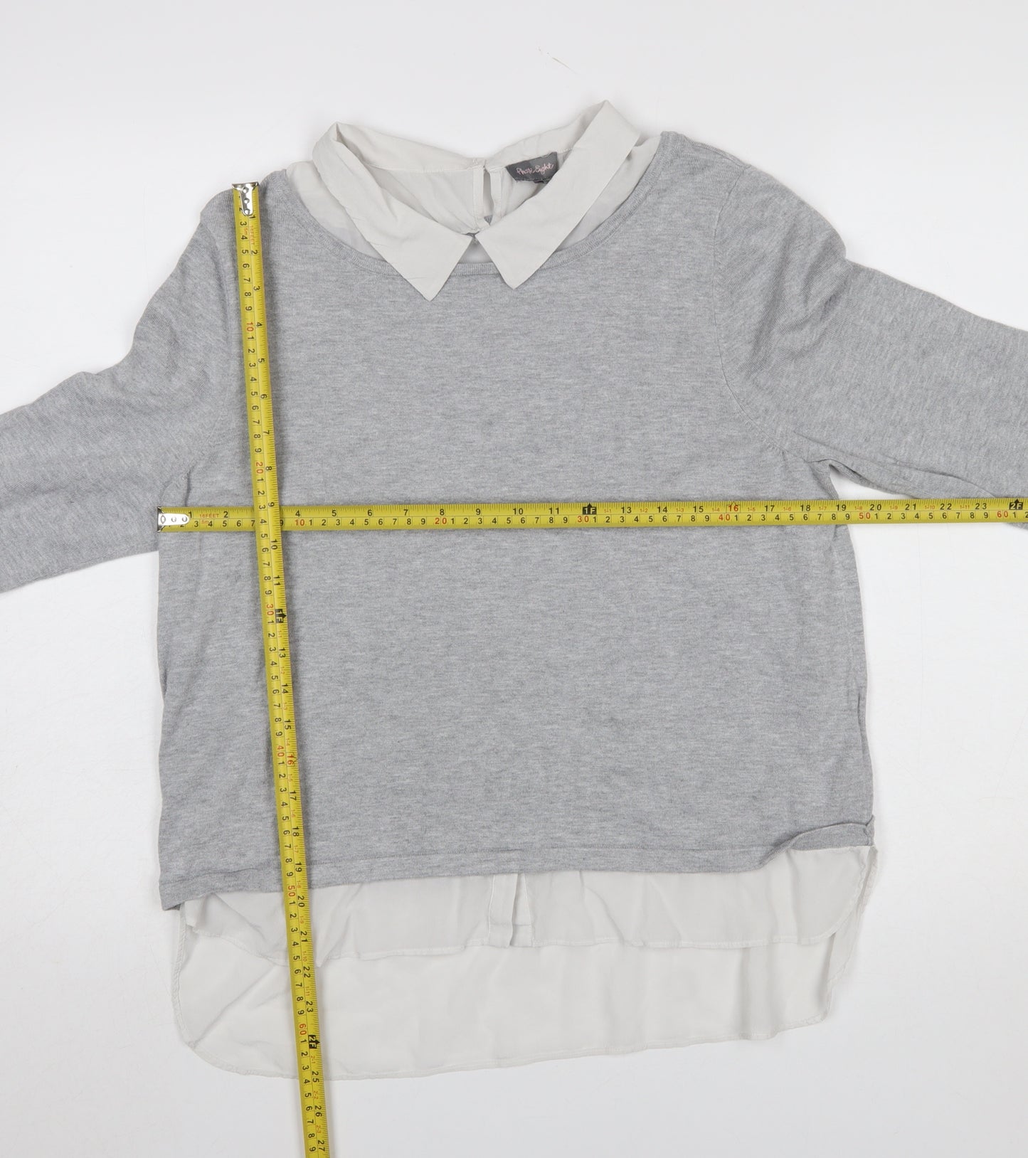 Phase Eight Women’s Grey Collared 3/4 Sleeve Pullover Jumper Size 16