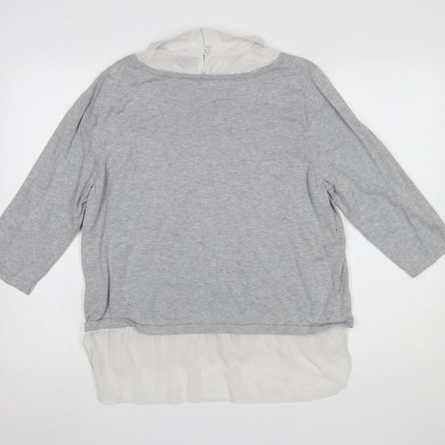 Phase Eight Women’s Grey Collared 3/4 Sleeve Pullover Jumper Size 16