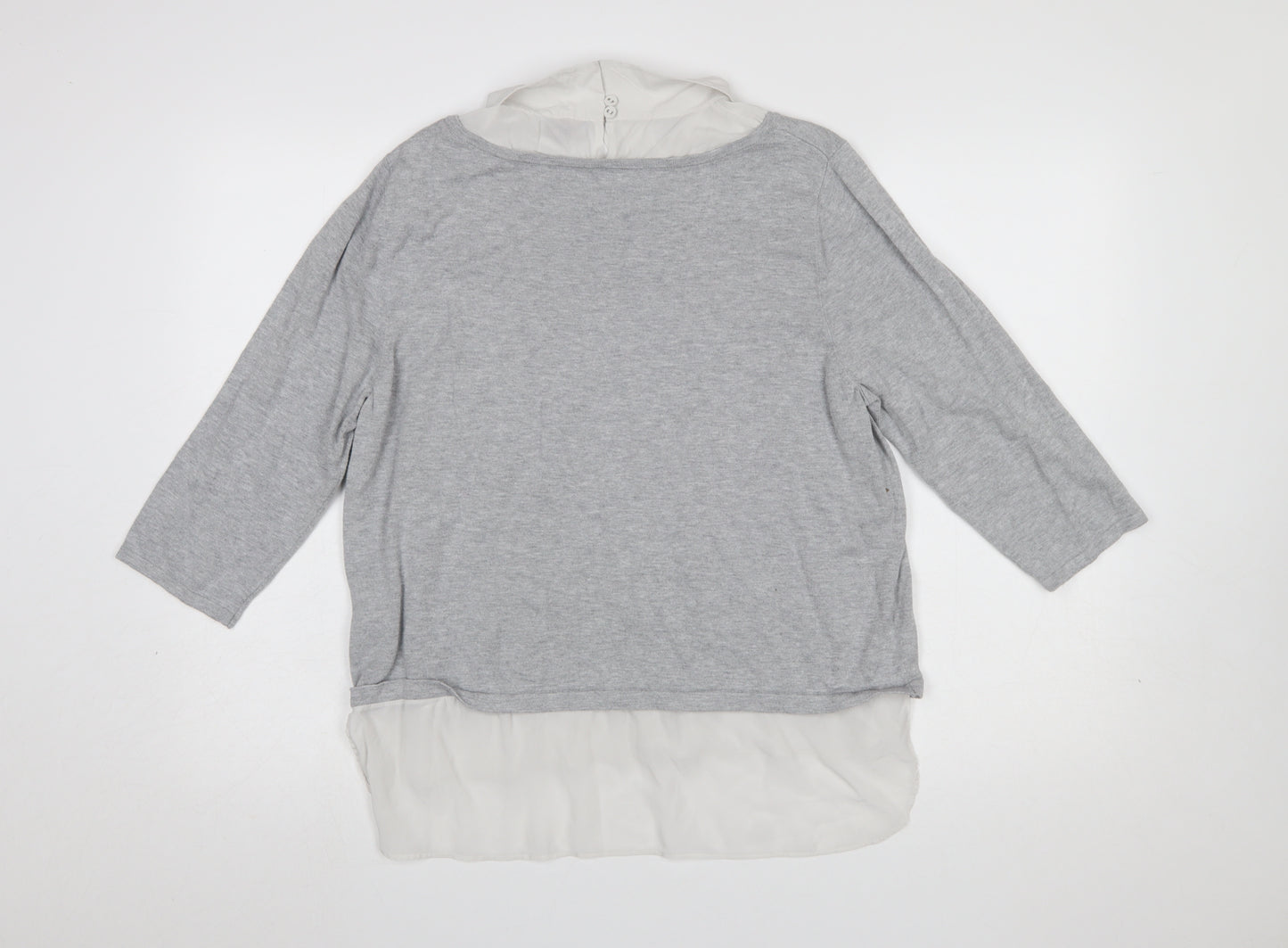 Phase Eight Women’s Grey Collared 3/4 Sleeve Pullover Jumper Size 16