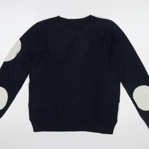 Marks and Spencer Women's Blue Polka Dot Crew Neck Jumper Size 12