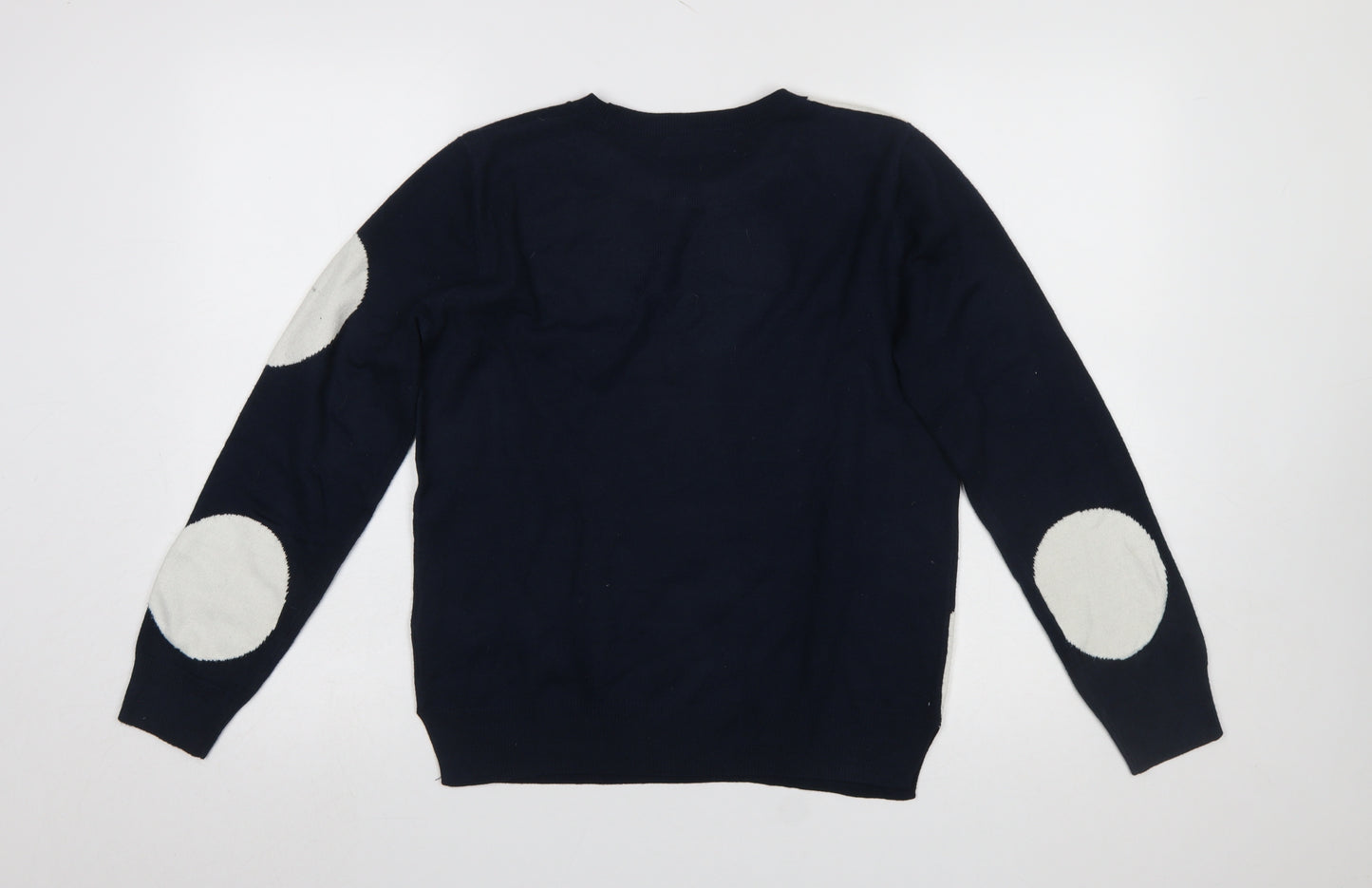 Marks and Spencer Women's Blue Polka Dot Crew Neck Jumper Size 12