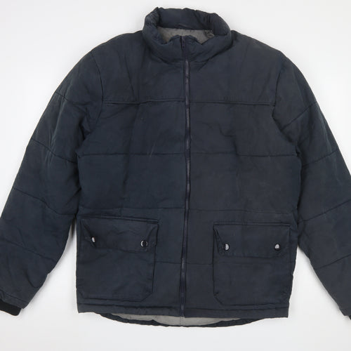 Gap Men's Blue XL Puffer Jacket Winter Mid-Length Zip Casual Insulated