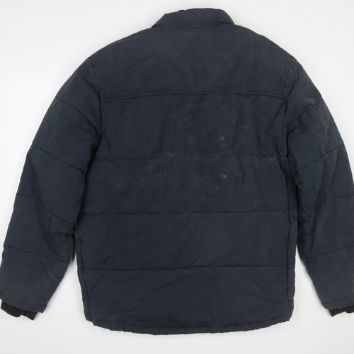 Gap Men's Blue XL Puffer Jacket Winter Mid-Length Zip Casual Insulated