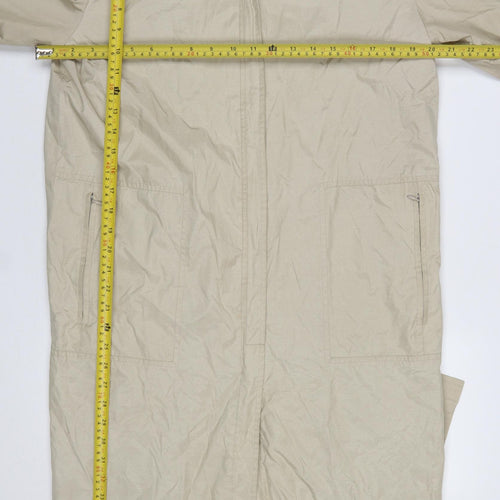 Daywear Womens Beige Long Rain Coat Size 12 Lightweight Zip Jacket