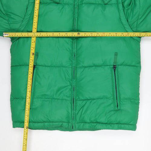 Mini Boden Boys Green Hooded Puffer Jacket 13-14 Years Winter Coat