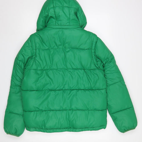 Mini Boden Boys Green Hooded Puffer Jacket 13-14 Years Winter Coat