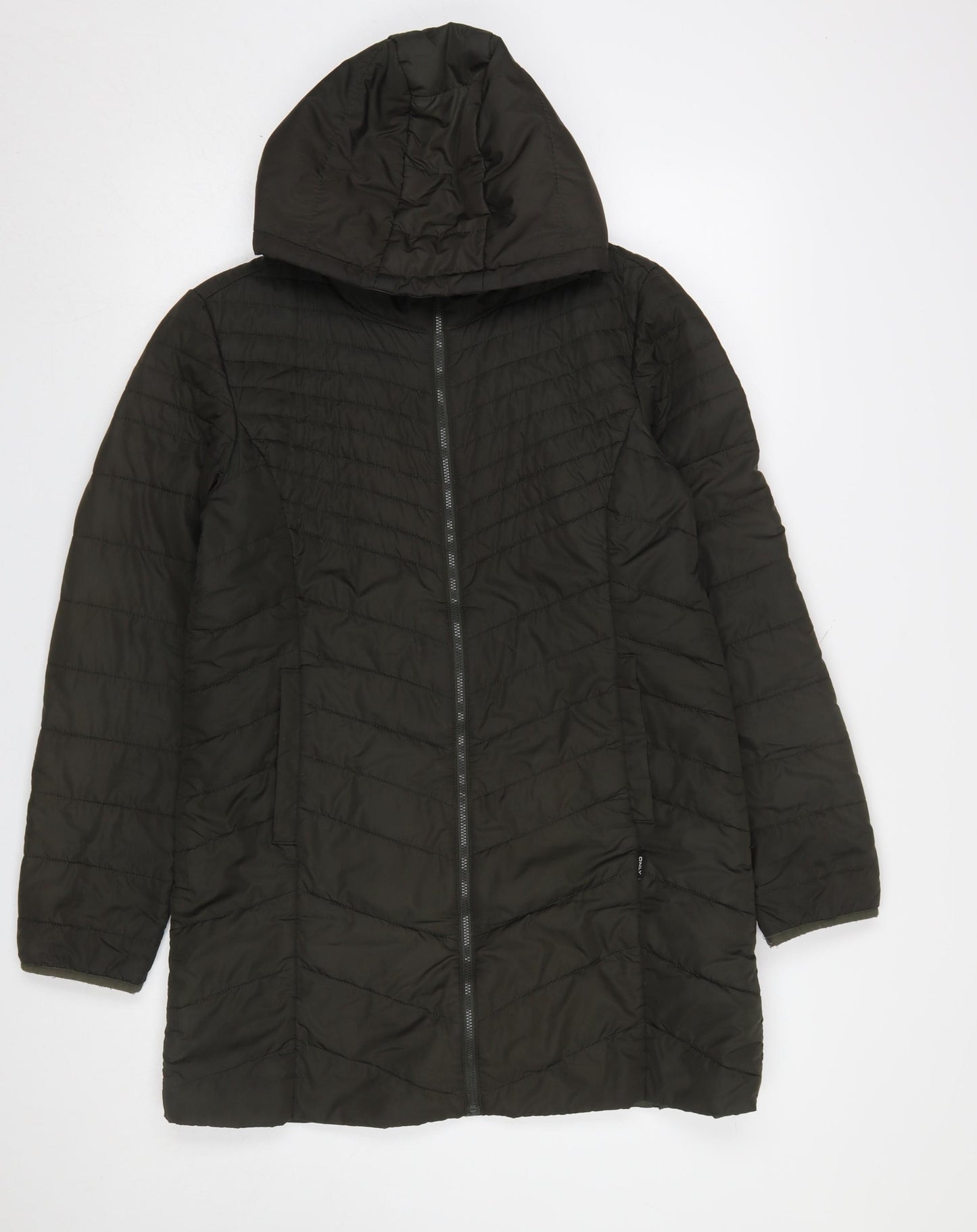 ONLY Women’s Black Hooded Long Puffer Coat Size L