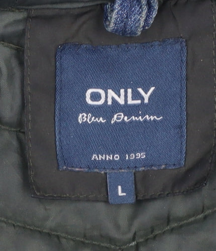 ONLY Women’s Black Hooded Long Puffer Coat Size L