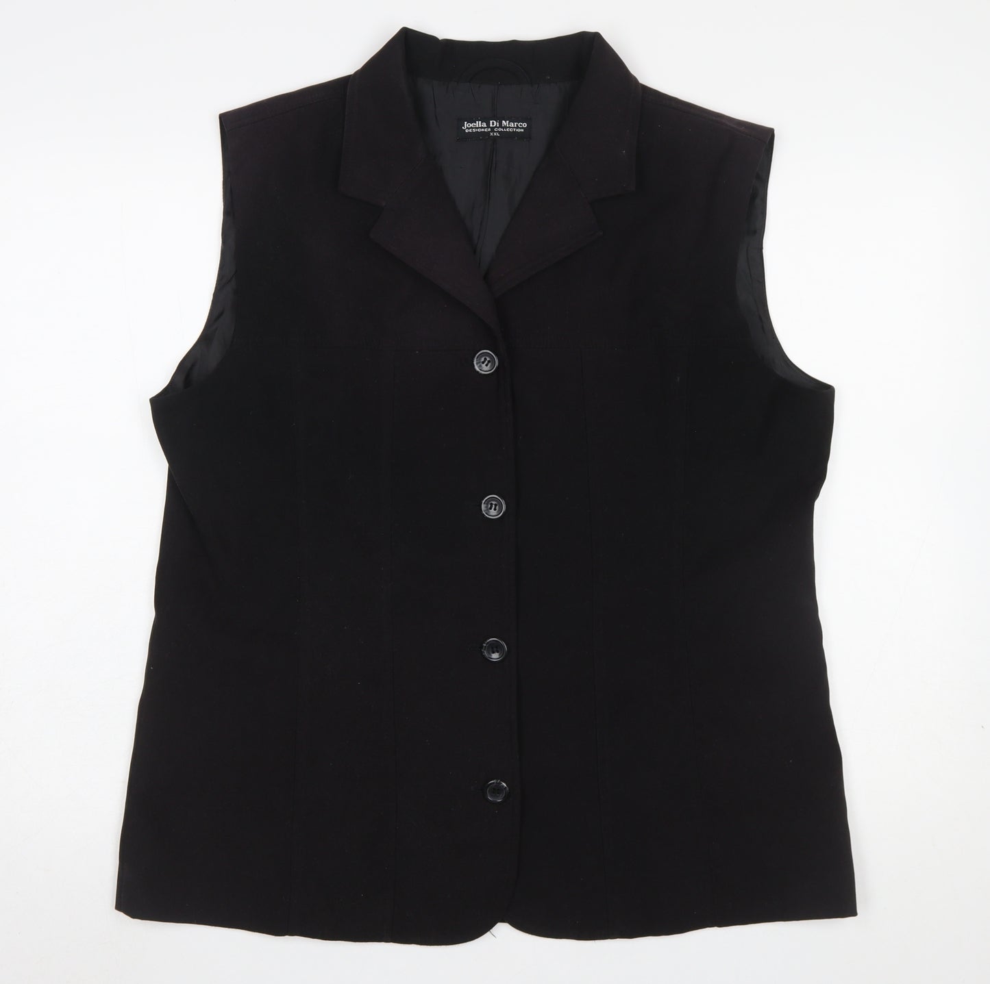 Joella Di Marco Women Black 2XL Sleeveless Waistcoat Smart Lined