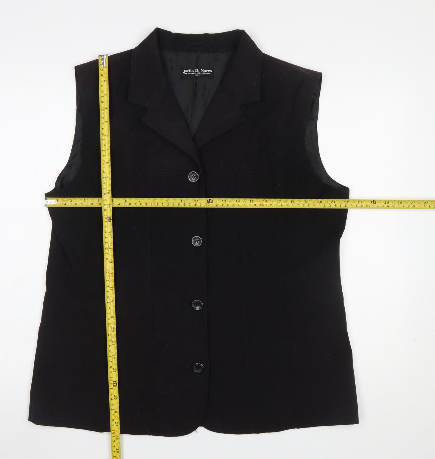 Joella Di Marco Women Black 2XL Sleeveless Waistcoat Smart Lined