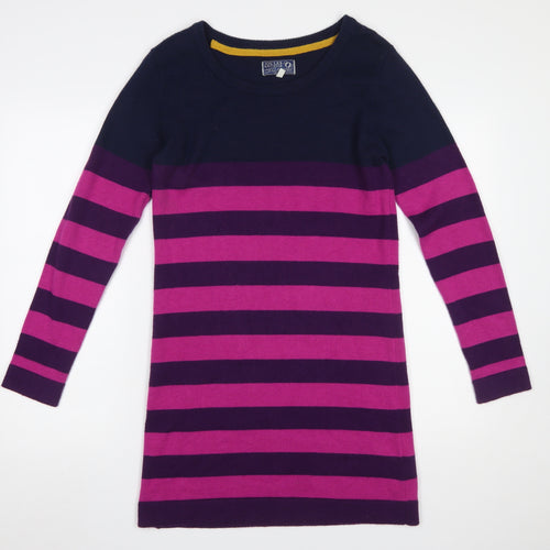Joules Women Multicoloured Stripe Wool Blend Long Sleeve Jumper Dress Size 12
