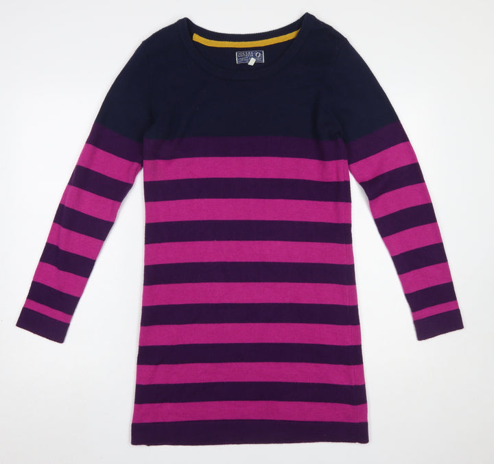 Joules Women Multicoloured Stripe Wool Blend Long Sleeve Jumper Dress Size 12