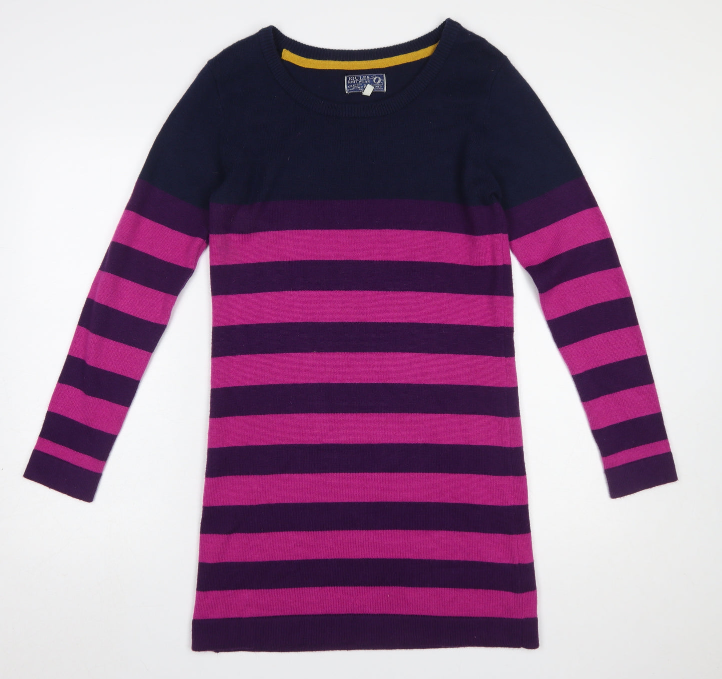 Joules Women Multicoloured Stripe Wool Blend Long Sleeve Jumper Dress Size 12
