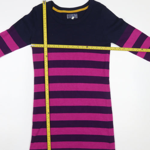 Joules Women Multicoloured Stripe Wool Blend Long Sleeve Jumper Dress Size 12
