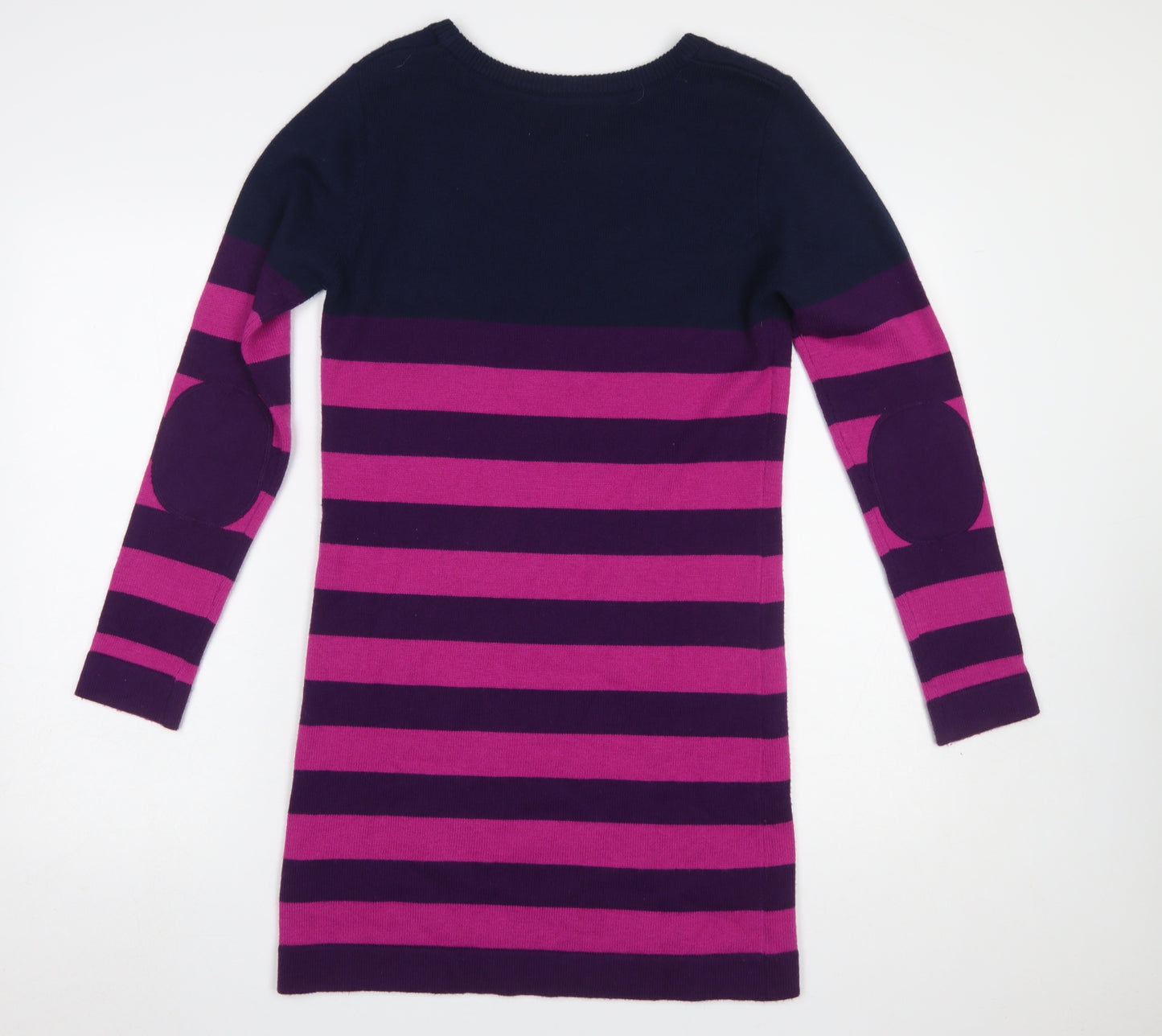 Joules Women Multicoloured Stripe Wool Blend Long Sleeve Jumper Dress Size 12