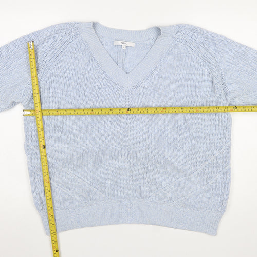 Next Womens Blue V-Neck Cable Knit Cotton Jumper Size L