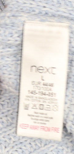 Next Womens Blue V-Neck Cable Knit Cotton Jumper Size L