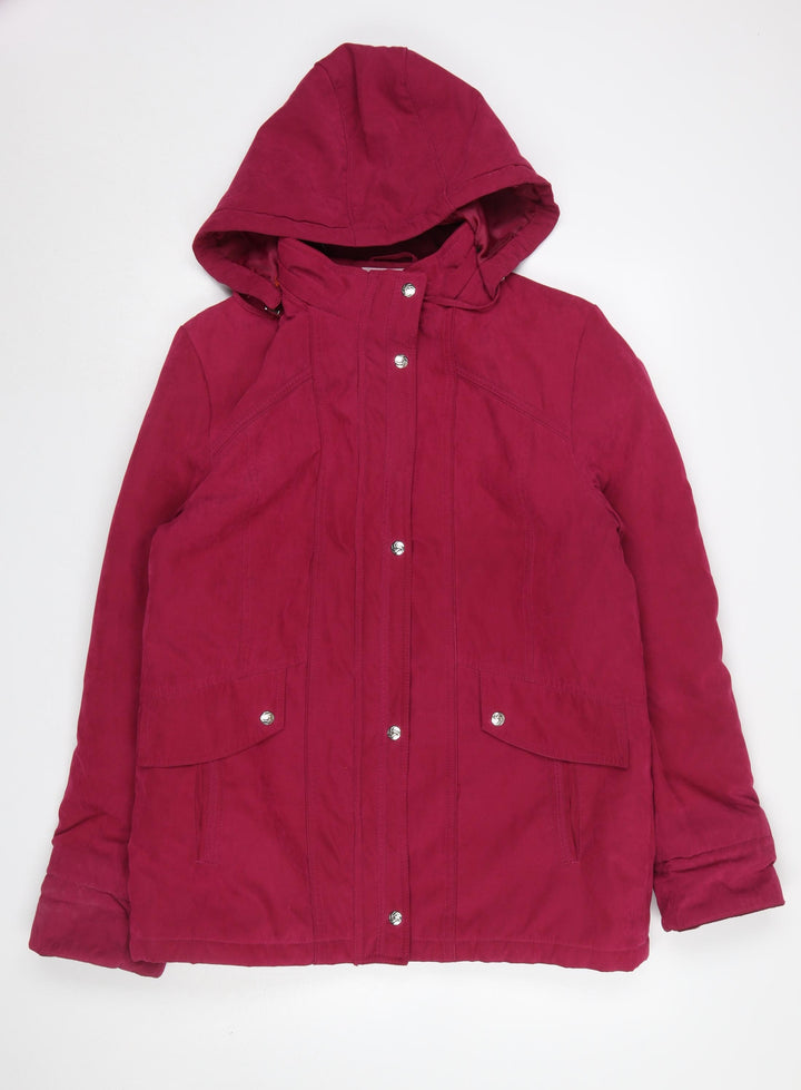 EWM Womens Red Hooded Parka Jacket Size 14 Lined Winter Coat