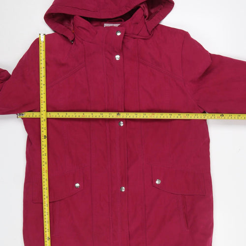 EWM Womens Red Hooded Parka Jacket Size 14 Lined Winter Coat
