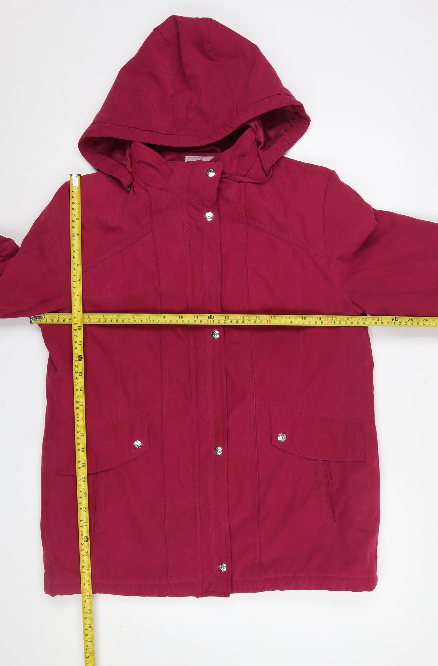 EWM Womens Red Hooded Parka Jacket Size 14 Lined Winter Coat