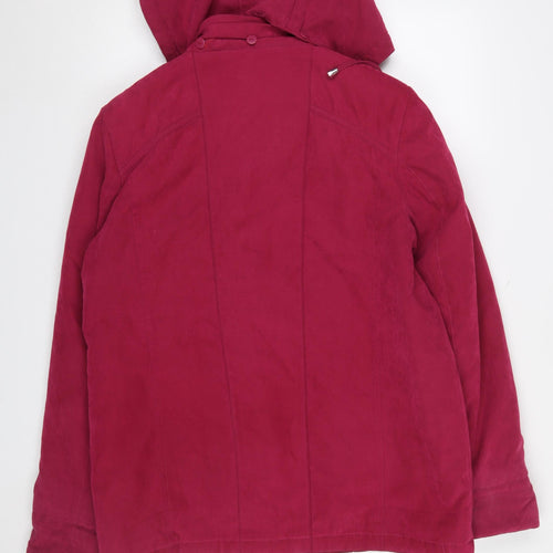 EWM Womens Red Hooded Parka Jacket Size 14 Lined Winter Coat
