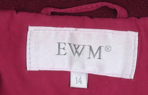 EWM Womens Red Hooded Parka Jacket Size 14 Lined Winter Coat