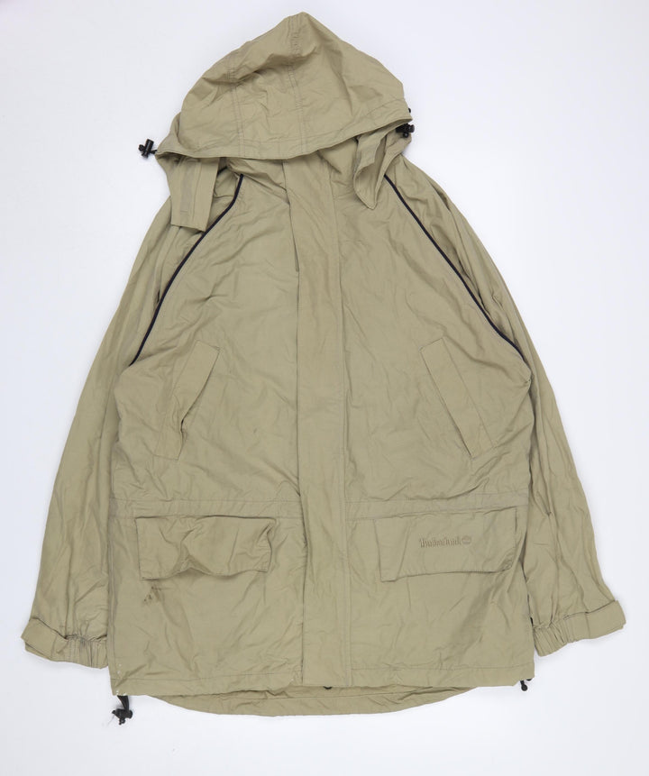 Timberland Men’s Beige Hooded Parka Jacket M Weathergear Full Zip