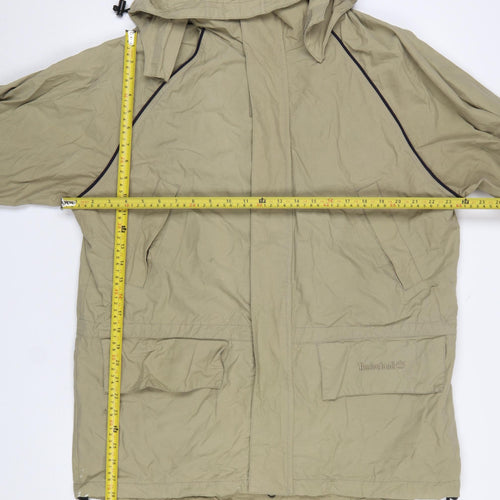 Timberland Men’s Beige Hooded Parka Jacket M Weathergear Full Zip