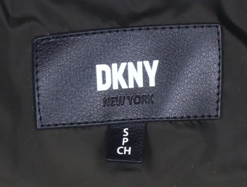 DKNY Womens Green Quilted Mid-Length Hooded Coat Size S