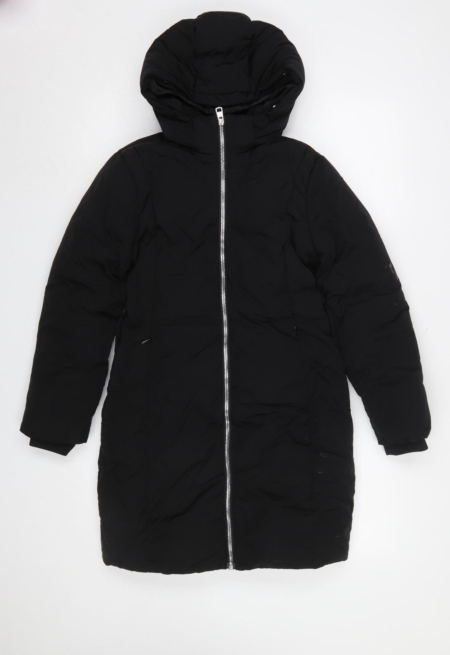 Calvin Klein Jeans Women's Black Long Hooded Puffer Coat Size 10