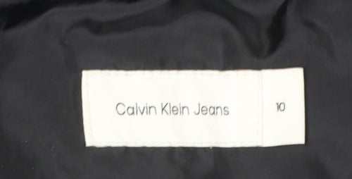 Calvin Klein Jeans Women's Black Long Hooded Puffer Coat Size 10