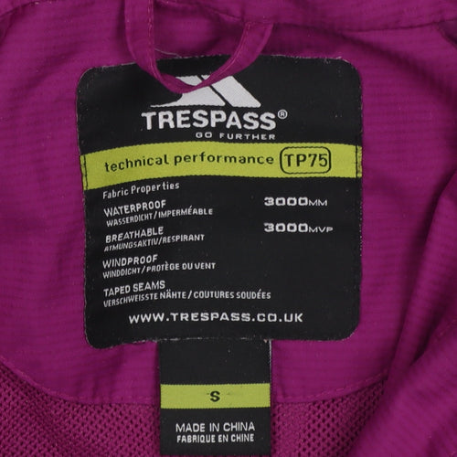 Trespass Women's Purple Waterproof Breathable Rain Jacket Size S
