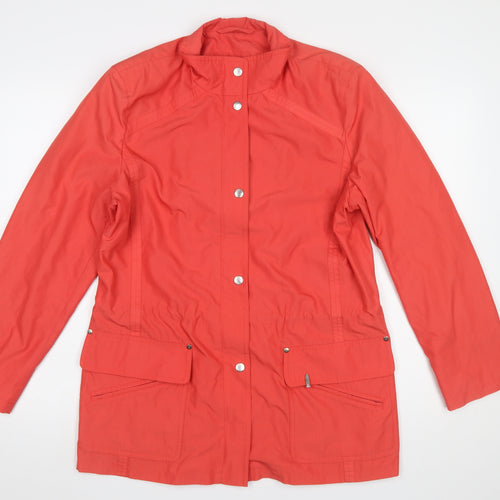 Basler Women Red Mid-Length Rain Jacket Size 12 Water Resistant