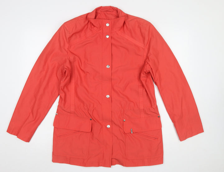 Basler Women Red Mid-Length Rain Jacket Size 12 Water Resistant